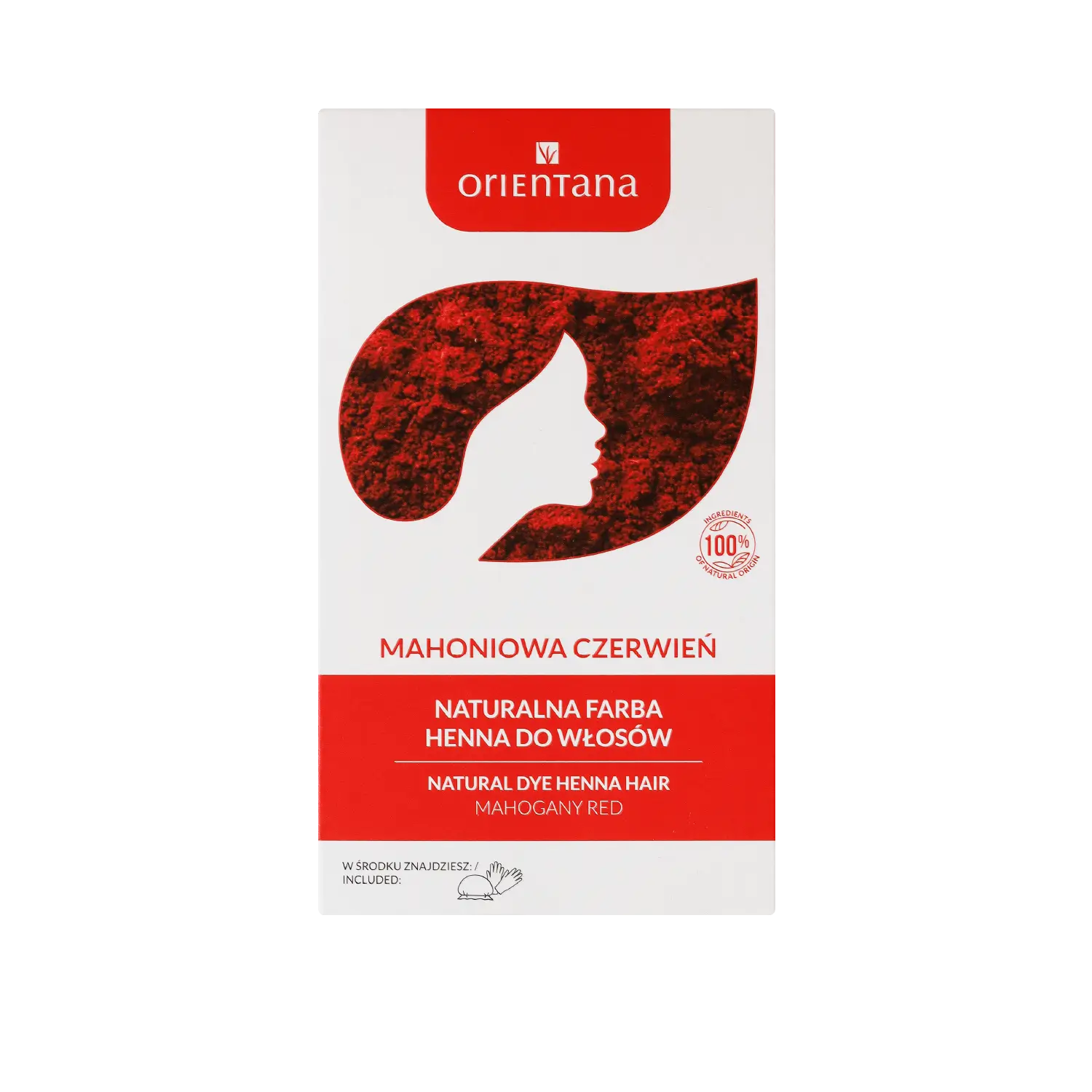 BIO HENNA naturalna farba do włosów MAHONIOWA CZERWIEŃ 100 g - Orientana