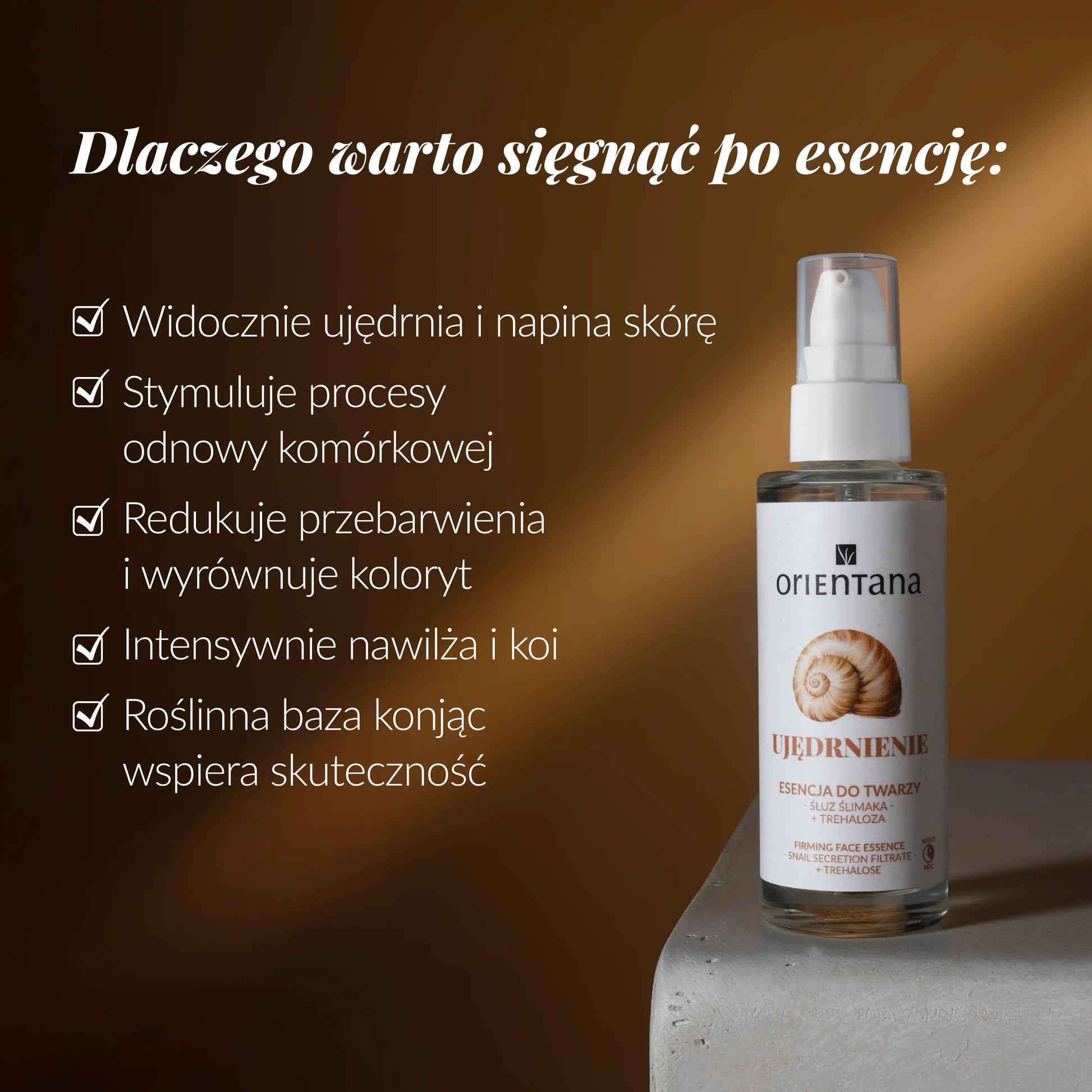 wylistowane zrgumenty dlaczego warto sięgnąć po esencję ze śluzem ślimaka
