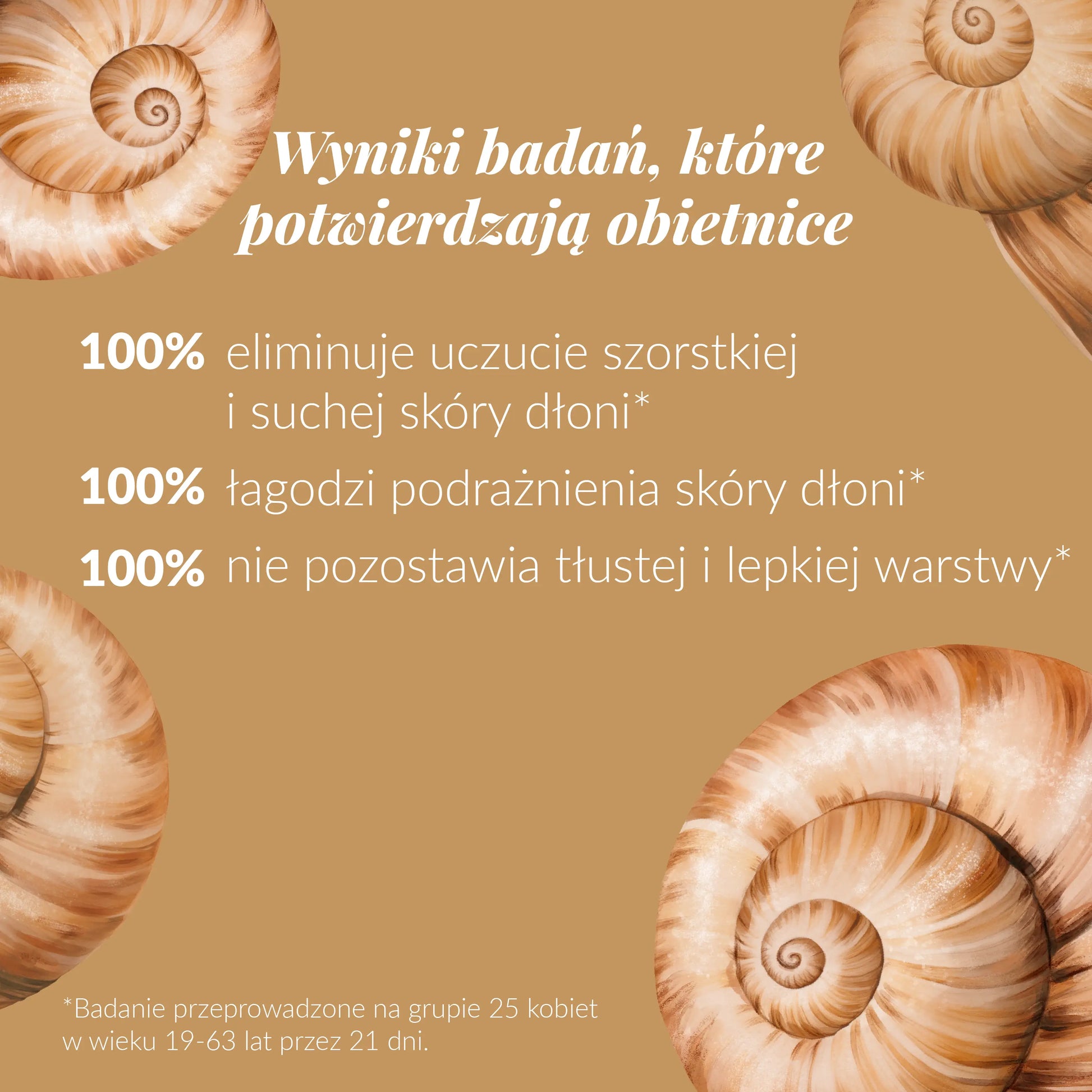 wyniki badań potwierdzających obietnice marki Orientana dla kremu do rąk ze śluzem ślimaka