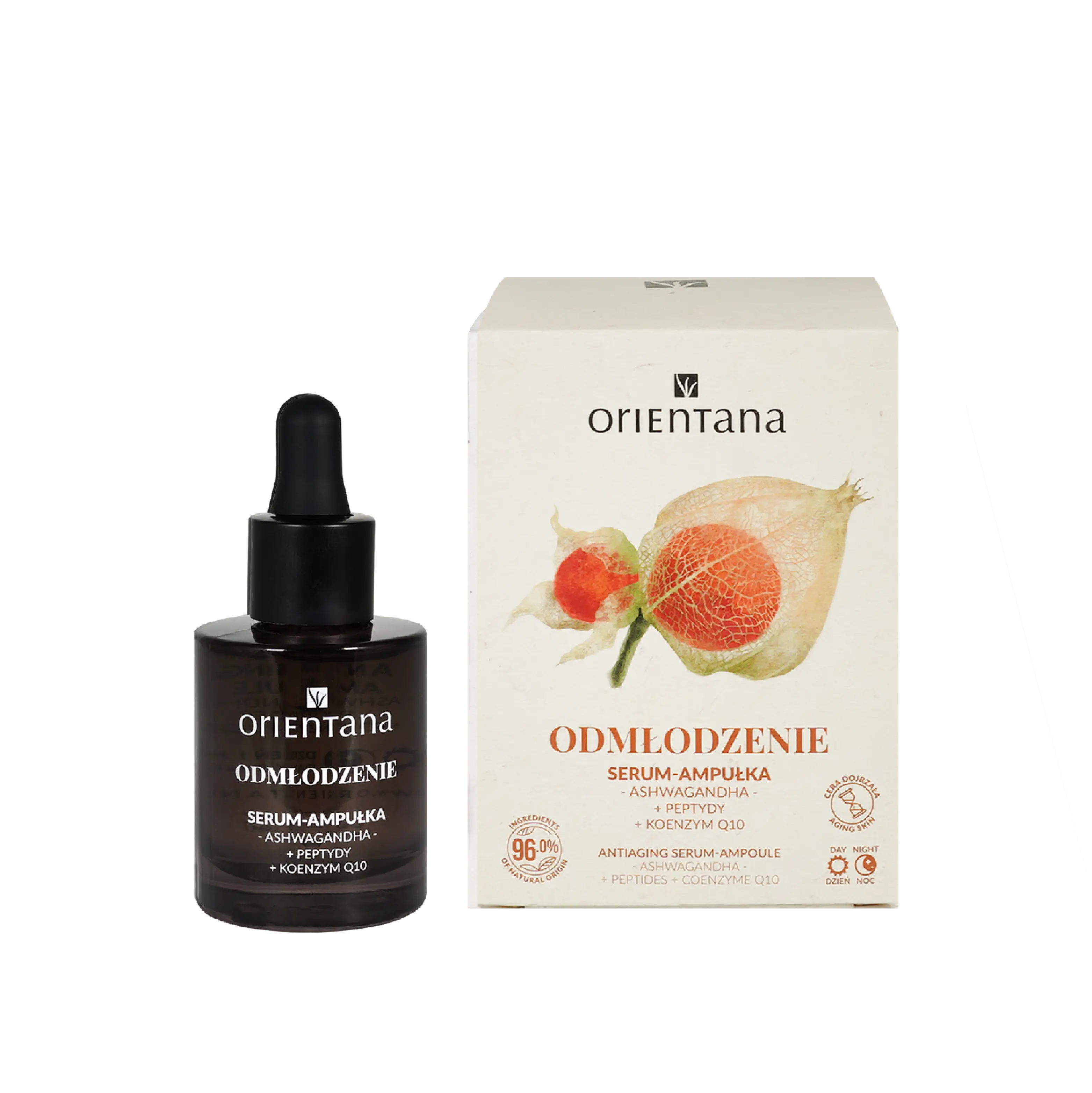 serum ampułka z ashwagandhą, peptydami i koenzymem q10