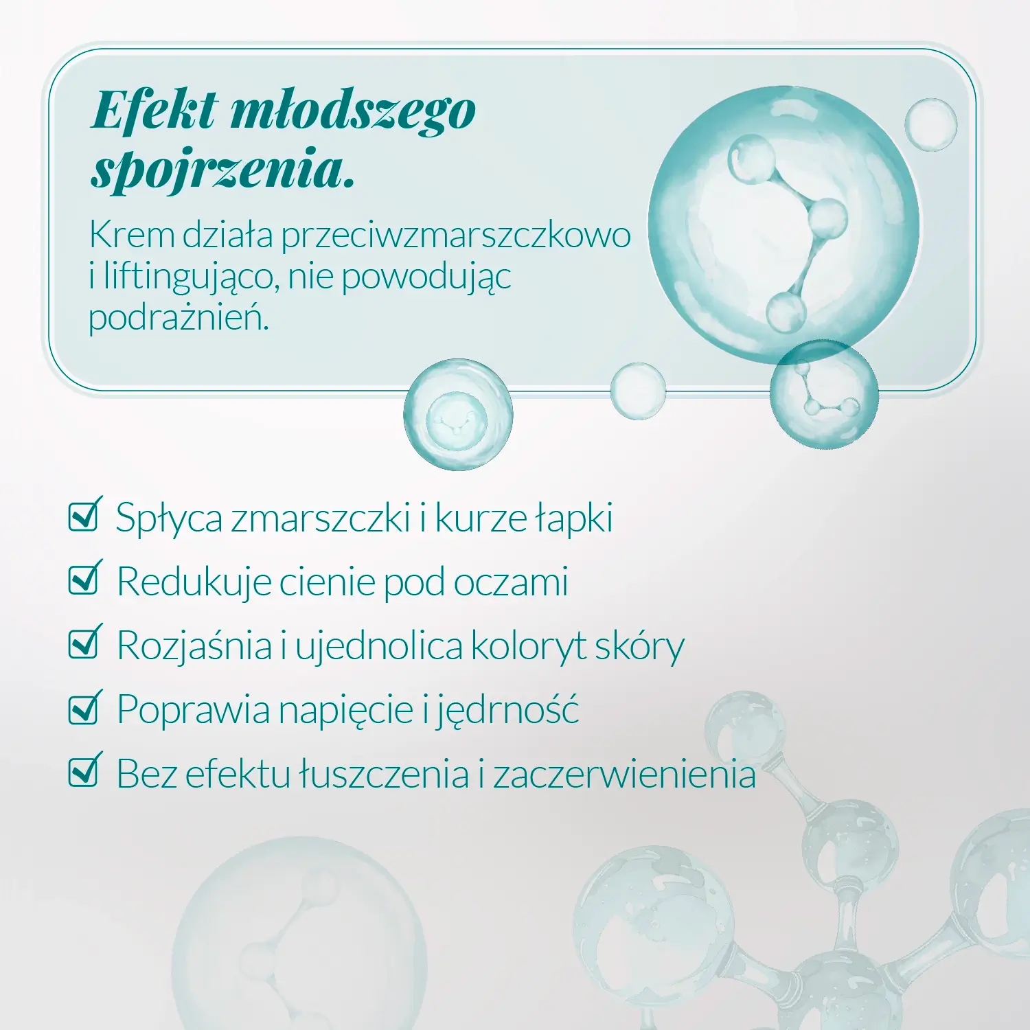 Przeciwzmarszczkowy krem pod oczy z biotechnologicznym retinolem redukujący kurze łapki, cienie pod oczami i poprawiający napięcie skóry bez podrażnień.